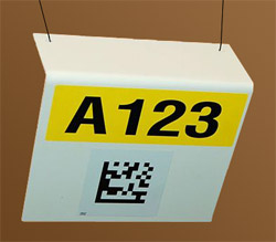 Datamatrix long range placard with poly label for extended range imagers